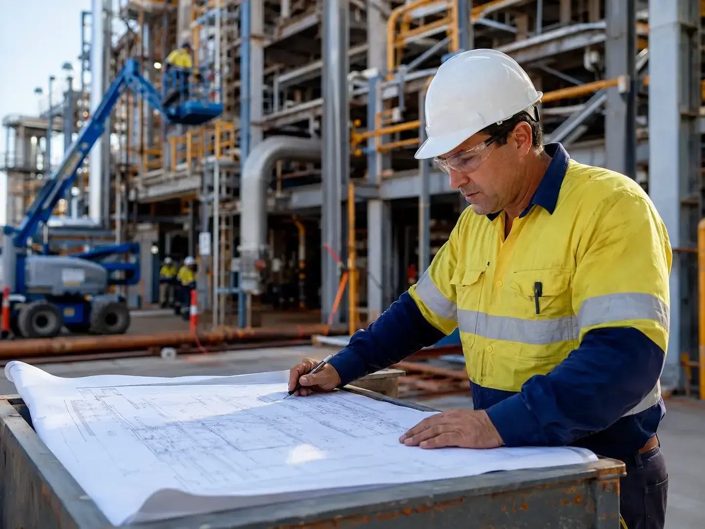 Industrial project coordination illustration